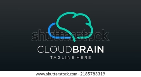 cloud brain logo design vector icon. digital brain logo.