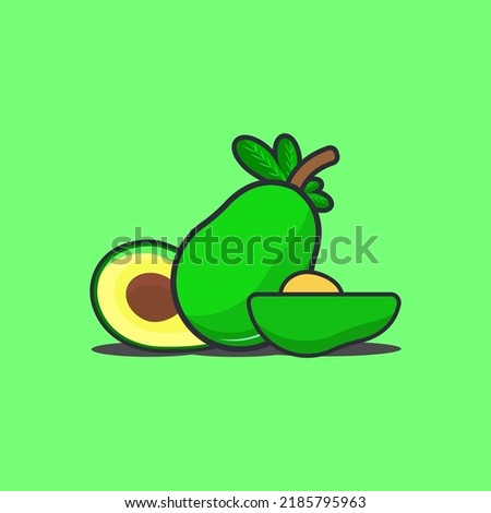 set of avocado icon design with green color. vector illustration