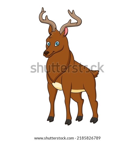Cute elk cartoon. Cute animal cartoon. Vector illustration