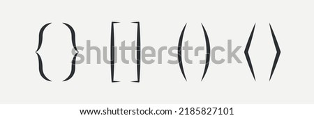 Text Brackets set. Сode brackets icon.  Punctuation shapes for messages thin line. Typography vector illustration Royalty-Free Stock Photo #2185827101