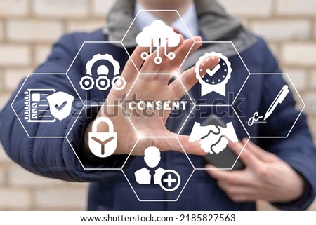 Concept of GDPR user consent informed. Consent of electronic data privacy and secrecy regulations. Information security. Royalty-Free Stock Photo #2185827563