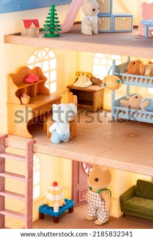 Miniature dollhouse animal family. Animal doll. Kids toy. Play and learn. Kids room. Childhood. Kindergarten toy. Developmental toys. Cute doll.