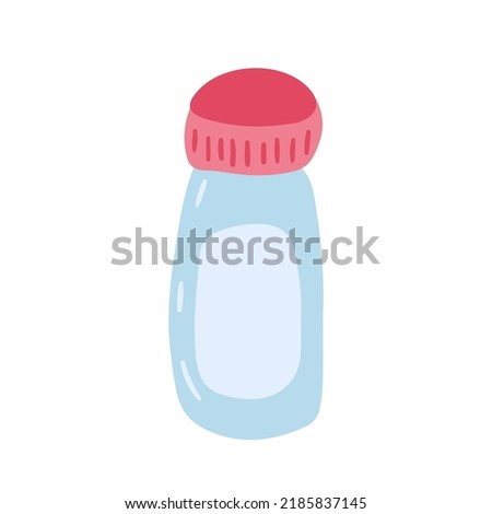 Vector doodle glass bottle illustration. Hand drawn eco bottle for water clip art