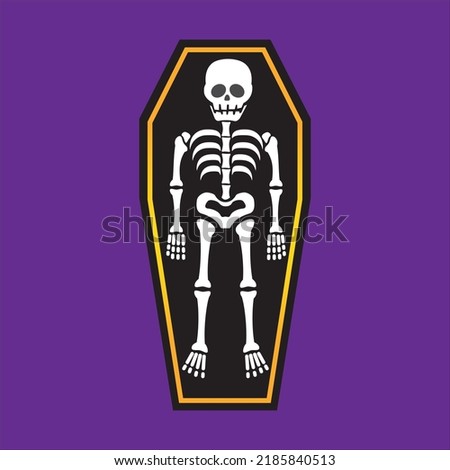 Art illustration design concept colorful icon symbol logo of skull casket