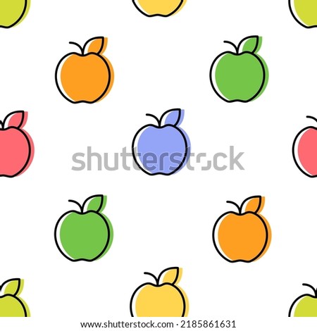 Bright apple pattern. Multicoloured apple icons. Vector illustration on a white background.