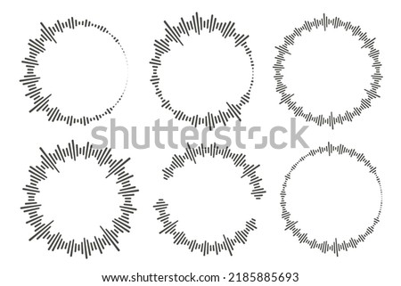 Circle audio waves. Circular music sound equalizer. Abstract radial radio and voice volume symbol. Vector illustration. Royalty-Free Stock Photo #2185885693