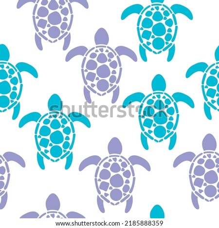Patern colorful turtles on a white background
