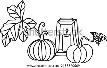 Pumpkins Vector Clip Art, Black and White