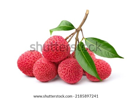 Fresh Lychee isolate on white background. Clipping path. Royalty-Free Stock Photo #2185897241
