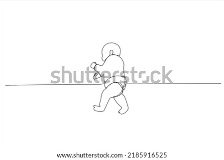 Illustration of Baby Boy Sleeping On Side Lying In Bed Indoors. One continuous line art style
