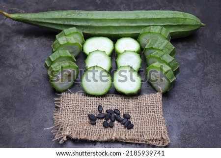 Ridges Gourd stock with seed on farm for farming
