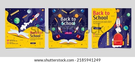 Back to school social media post template design. For web ads, postcard, card, business messages, discount flyers and big sale banners Royalty-Free Stock Photo #2185941249