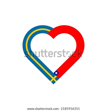 unity concept. heart ribbon icon of sweden and taiwan flags. vector illustration isolated on white background