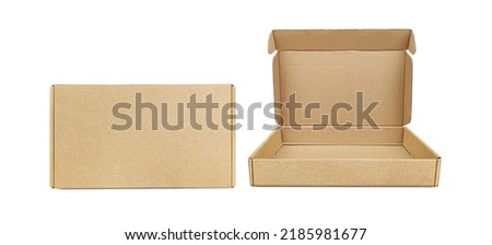 Brown cardboard box on a white background Royalty-Free Stock Photo #2185981677