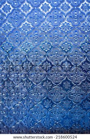 Blue glass with patterns