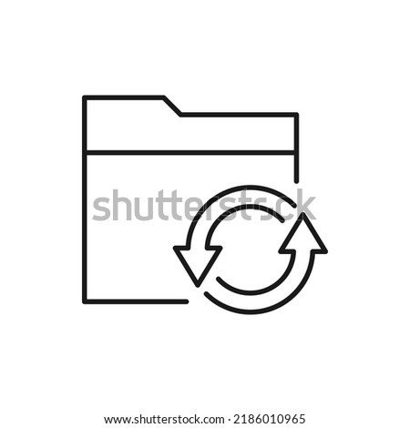 Folder sync icon line style isolated on white background. Vector illustration