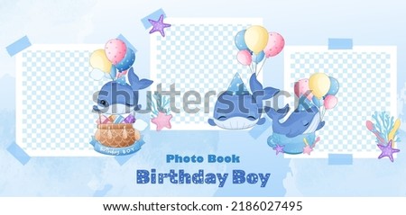 cute whale birthday baby boy photo book