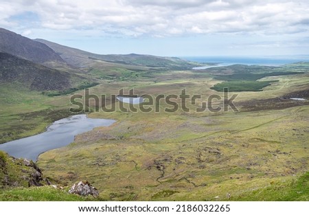 Looking North from Conor's Pass on the R560  in County Kerry, Ireland Royalty-Free Stock Photo #2186032265