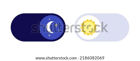 Switch element button for light or dark theme. Digital toggle symbol. Day night mode icon for application. Indicator for smartphone. Frontend control realistic vector illustration on white Royalty-Free Stock Photo #2186082069