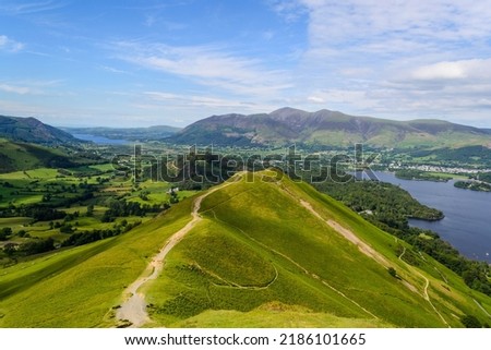 Hiking trail up Catbells in The Lake District National Park Royalty-Free Stock Photo #2186101665
