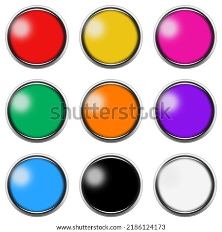 Button icon set isolated on white with clipping path 3d illustration