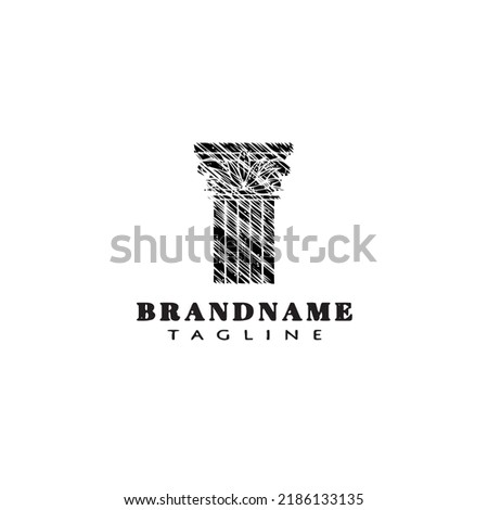roman pillar logo cartoon icon design creative black modern isolated vector illustration