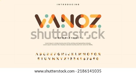 Abstract minimal modern alphabet fonts. Typography technology vector illustration Royalty-Free Stock Photo #2186141035