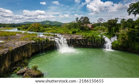 Dray Sap Waterfall is located between the two provinces of Daklak and Dak Nong, Vietnam Royalty-Free Stock Photo #2186150655