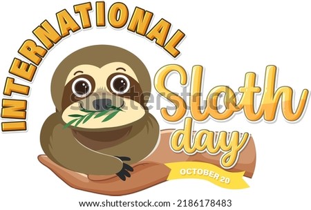 International sloth day banner concept vector illustration