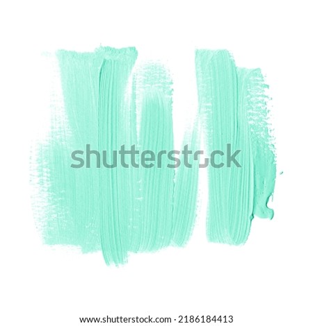 Mint brush stroke abstract art paint background image. Textured dry surface art graphic design.