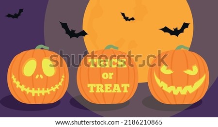 Scary and funny faces of Halloween pumpkin or ghost . Vector collection. Emotions of pumpkins on a black background. Spooky and fun happy halloween event mockup design. 