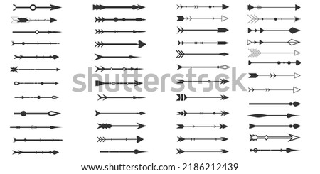 Tribal arrows on a white background. Aztec, boho elements. Retro Arrow.Vector illustration. Set of black vector arrows. Arrow icon.