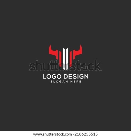 Bull head with horn logo design vector illustration