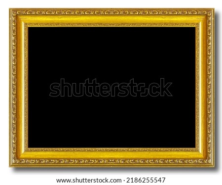 gold picture frame isolated on a white background.