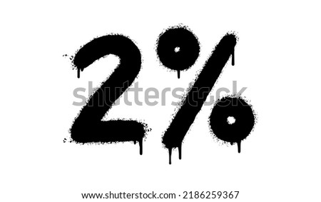 Spray Painted Graffiti 2 percent Sprayed isolated with a white background. graffiti 2 percent icon with over spray in black over white. Vector illustration.