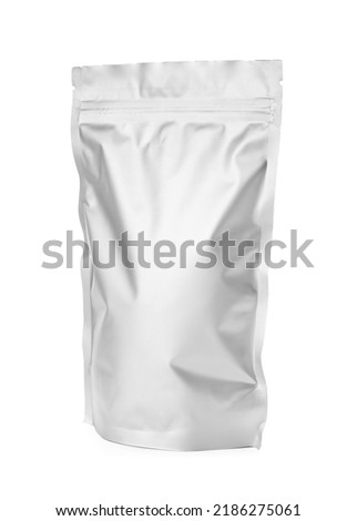 One resealable foil package isolated on white Royalty-Free Stock Photo #2186275061