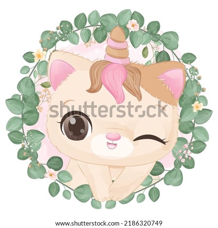 Cute Little Cat Illustration for Decorative Background