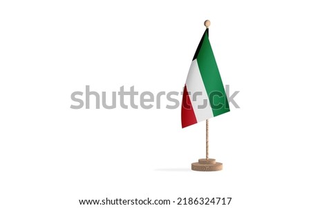 Kuwait flagpole in a white space background. High-quality JPEG image.