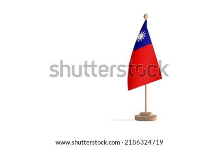 Taiwan flagpole in a white space background. High-quality JPEG image.