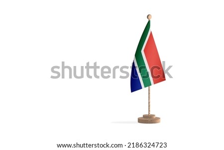 South Africa flagpole in a white space background. High-quality JPEG image.