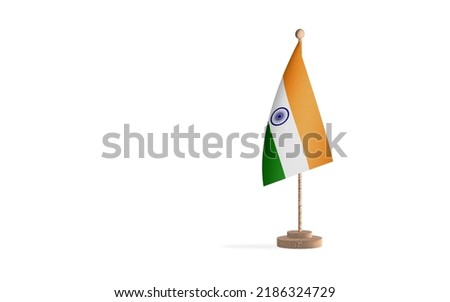 Indian flagpole in a white space background. High-quality JPEG image.