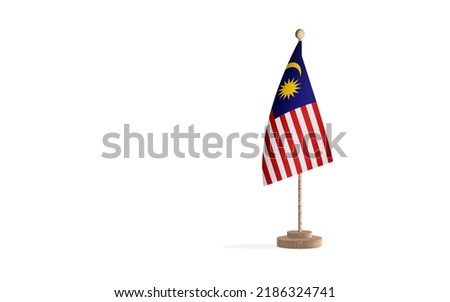 Malaysia flagpole in a white space background. High-quality JPEG image.