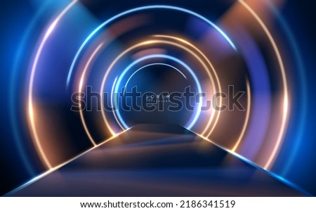 Abstract blue and gold circle light effect background Royalty-Free Stock Photo #2186341519