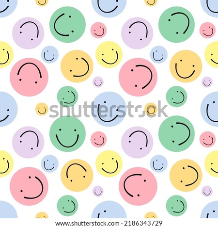 Beautiful multicolored emoji background pattern on white background. Royalty-Free Stock Photo #2186343729
