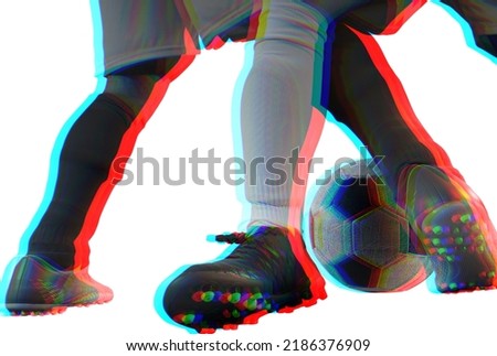 Football scene with competing football players with rgb effects