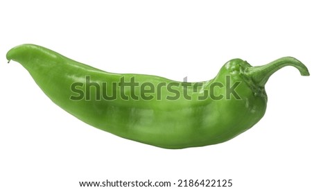 Hatch green chile pepper isolated. Numex Big Jim or New Mexican unripe chilies. Capsicum annuum fruit Royalty-Free Stock Photo #2186422125
