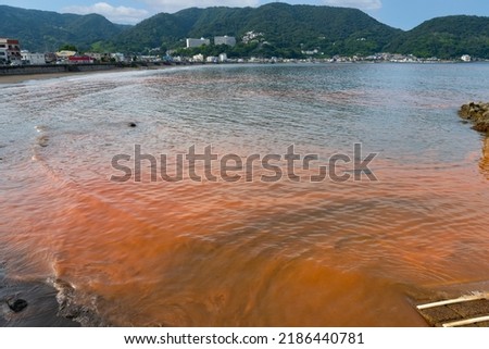 Red tide on the coast of Ito City, Shizuoka Prefecture Royalty-Free Stock Photo #2186440781