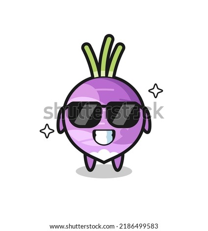 Cartoon mascot of turnip with cool gesture , cute style design for t shirt, sticker, logo element Royalty-Free Stock Photo #2186499583