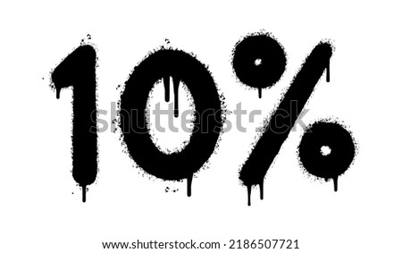 Spray Painted Graffiti 10 percent Sprayed isolated with a white background. graffiti 10 percent icon with over spray in black over white. Vector illustration.