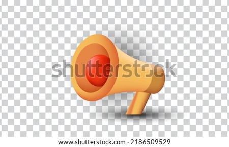 unique 3d red orange megaphone icon isolated on background.Trendy and modern vector in 3d style.